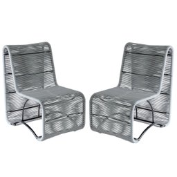 Conjunto Suécia com 2 Poltronas em Corda Sintética Artesanal para Recepção, Varanda, Área - Cinza - 2