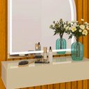 Ver imagem 4 de Penteadeira Suspensa Realeza Ripado 1 Gaveta com Espelho e Led Gelius Cor Naturale Off White