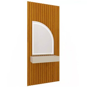 Penteadeira Suspensa Realeza Ripado 1 Gaveta com Espelho e Led Gelius Cor Naturale Off White