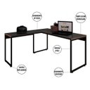 Ver imagem 7 de Kit Para Escritório Estante com Mesa Industrial em L Soft e Gaveteiro Work F01 Preto - Lyam Decor