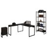 Kit Para Escritório Estante com Mesa Industrial em L Soft e Gaveteiro Work F01 Preto - Lyam Decor - 1