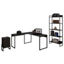 Ver imagem 1 de Kit Para Escritório Estante com Mesa Industrial em L Soft e Gaveteiro Work F01 Preto - Lyam Decor
