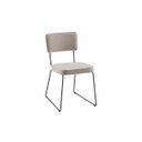 Ver imagem 2 de Conjunto Duas Cadeiras de Jantar Minimalista Roma Linho Bege Base Aço Preto - Ooca Móveis