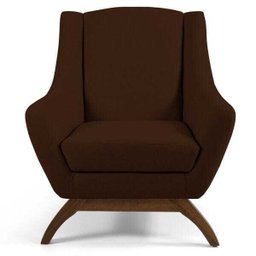 Kit 2 Poltronas Decorativa Fixa Base de Madeira Juliet D02 Veludo Marrom C-276 - Lyam Decor - 3