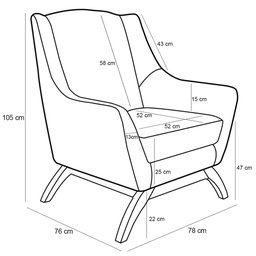Kit 2 Poltronas Decorativa Fixa Base de Madeira Juliet D02 Veludo Marrom C-276 - Lyam Decor - 4
