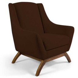Kit 2 Poltronas Decorativa Fixa Base de Madeira Juliet D02 Veludo Marrom C-276 - Lyam Decor - 2