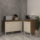 Ver imagem 3 de Balcão para Microondas ou Forno e Armário Bruna 118 Cm Cozinha Gabinete Off White com Tampo Tampã