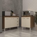 Ver imagem 2 de Balcão para Microondas ou Forno e Armário Bruna 118 Cm Cozinha Gabinete Off White com Tampo Tampã