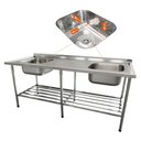 Ver imagem 5 de Bancada Mesa 200x70 Inox 430 com 2 Cubas 50x40x25 com Grade Inferior - Imeca 6816