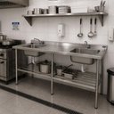 Ver imagem 2 de Bancada Mesa 200x70 Inox 430 com 2 Cubas 50x40x25 com Grade Inferior - Imeca 6816