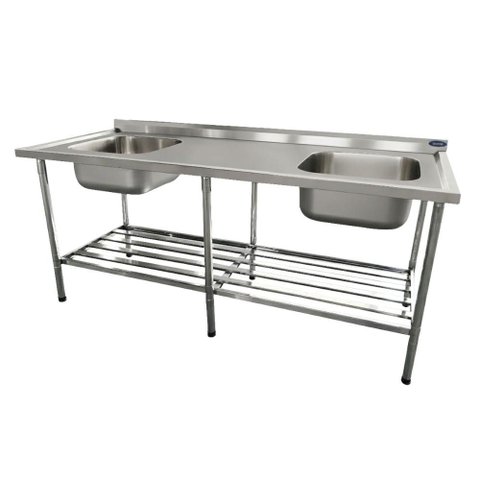 Bancada Mesa 200x70 Inox 430 com 2 Cubas 50x40x25 com Grade Inferior - Imeca 6816