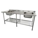 Ver imagem 1 de Bancada Mesa 200x70 Inox 430 com 2 Cubas 50x40x25 com Grade Inferior - Imeca 6816