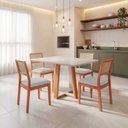 Ver imagem 1 de Conjunto Mesa Viena com 4 Cadeiras Madeira Maciça Estofad de Fibra Maya Espresso Móveis Cinza/Champa
