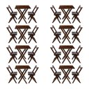 Ver imagem 1 de Kit 8 Jogos de Mesa Aparador Bar Dobrável com 2 Cadeiras em Madeira Maciça - Imbuia - Marrom
