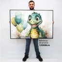 Ver imagem 2 de Quadro Decorativo Baby Dino em Tela Canvas Tacolado Borda Infinita 80 X 120cm