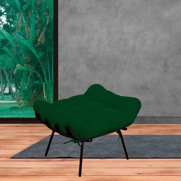 Kit 2 Puffs Decorativos Sala de Estar Costela Preto L02 Suede Verde Musgo - 2