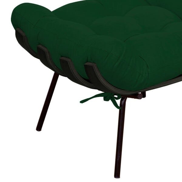 Kit 2 Puffs Decorativos Sala de Estar Costela Preto L02 Suede Verde Musgo - 4