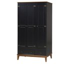 Ver imagem 1 de Armario Malibu 3 Portas e 2 Gavetas Cor Preto com Amendoa 204 Cm - 63569