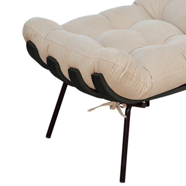 Kit 2 Puffs Decorativos Sala de Estar Costela Preto L02 Suede Bege - 4