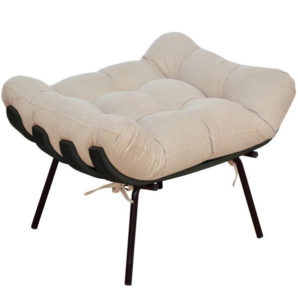 Kit 2 Puffs Decorativos Sala de Estar Costela Preto L02 Suede Bege - 3