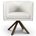 Ver imagem 2 de Poltrona Decorativa Base Giratória de Madeira Betina D02 Linho Bege B-443 - Lyam Decor
