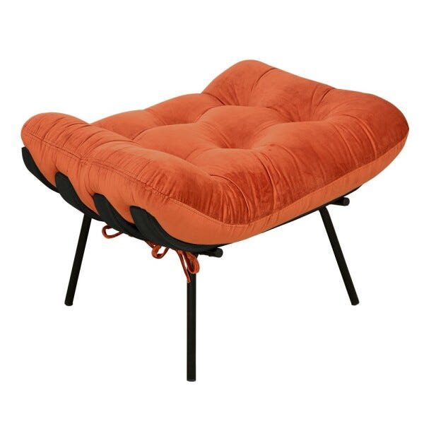 Poltrona Costela Preto L02 com Puff Suede Telha - Lyam Decor - 4