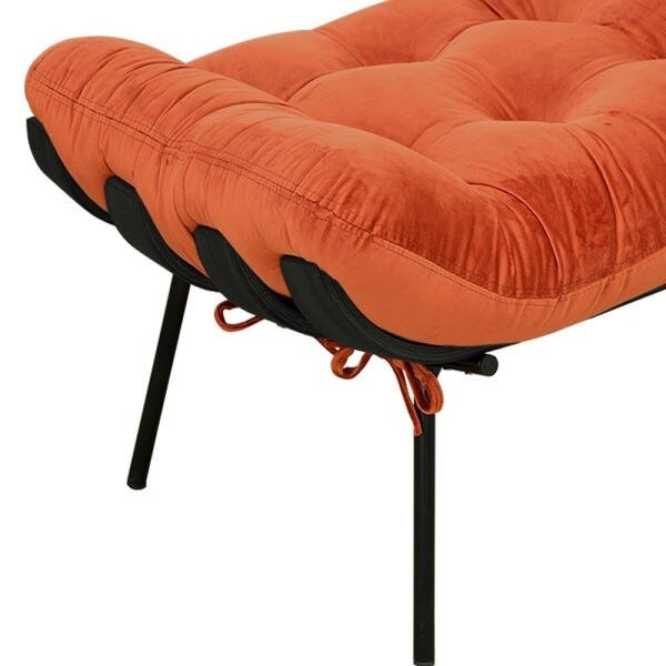 Poltrona Costela Preto L02 com Puff Suede Telha - Lyam Decor - 6