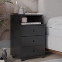 Ver imagem 4 de Mesa de Cabeceira Quarto Luxo New com 3 Gavetas Preto Preto
