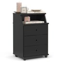 Ver imagem 1 de Mesa de Cabeceira Quarto Luxo New com 3 Gavetas Preto Preto