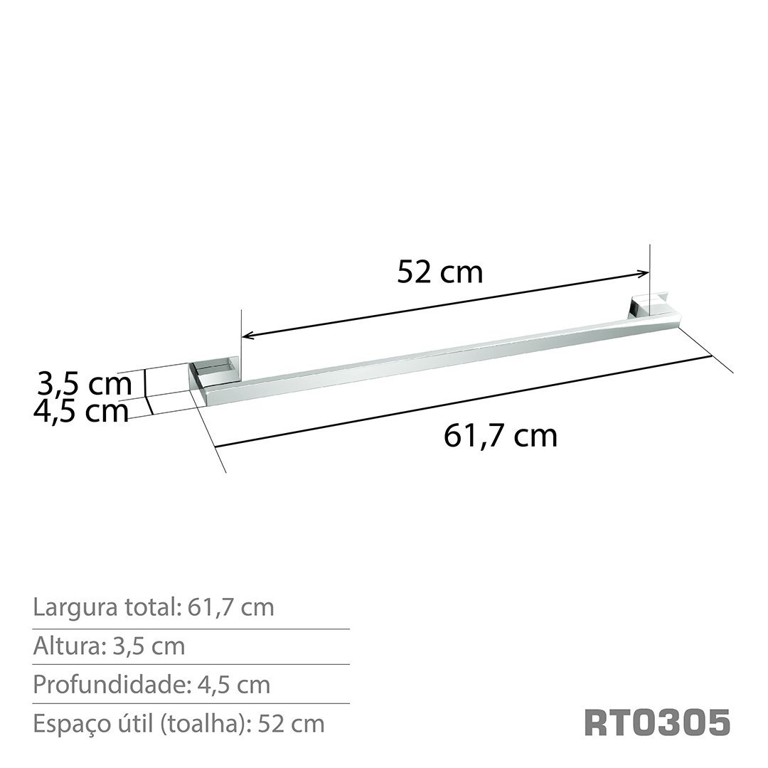 Toalheiro 60 cm Inox Grafite - Kromus RT0305G - 4