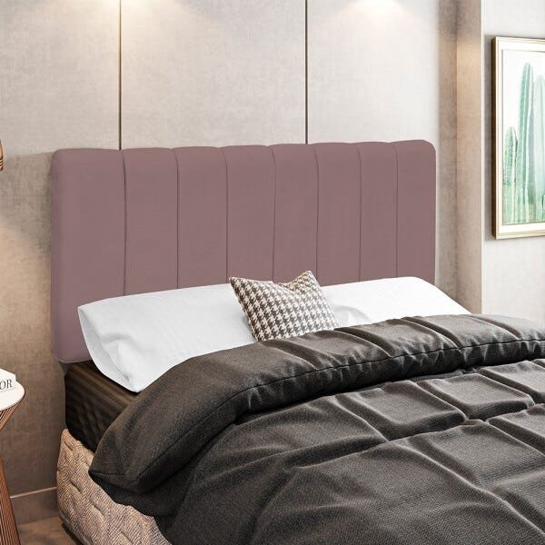 Cabeceira Cama Box Painel Casal 140 cm Dubai W01 Suede Rosê - Lyam Decor - 2