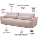 Ver imagem 3 de Sofá Retrátil Reclinável para Sala de Estar Living 210cm Sevilha F04 Veludo Rosê