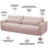 Sofá Retrátil Reclinável para Sala de Estar Living 210cm Sevilha F04 Veludo Rosê - 3