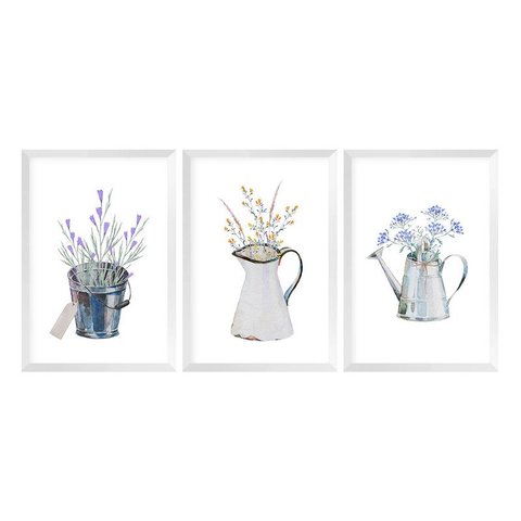 Kit 3 Quadros Decorativos para Cozinha Flores Plantas Sala
