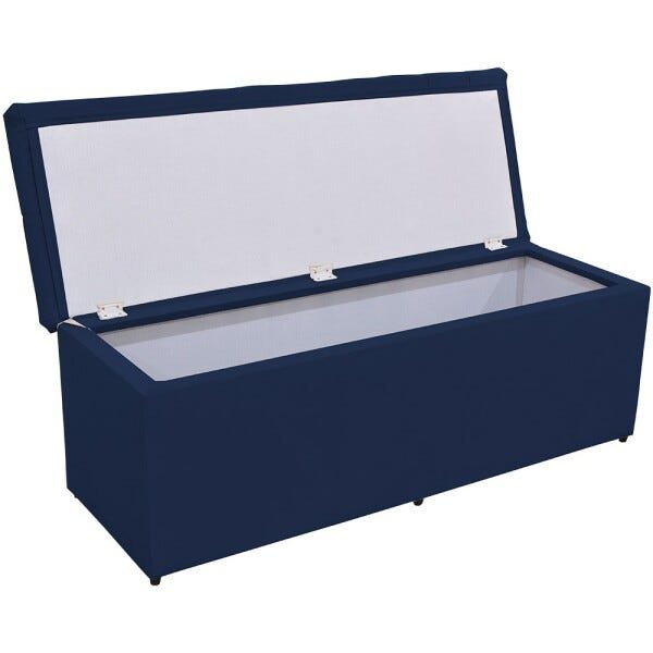 Calçadeira Baú Decorativa Amy L02 Capitonê Suede Azul Marinho 160x50cm - Lyam Decor - 2