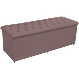 Calçadeira Baú Decorativa Amy L02 Capitonê Suede Rosê 140x50cm - Lyam Decor - 1