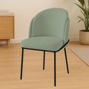 Ver imagem 2 de Cadeira Aurora Bouclé Verde Oliva Metal Preto