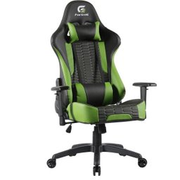 Cadeira Gamer Giratória com Elevação A Gás 2 Almofadas de Apoio Cruiser H01 Preto Verde - 1