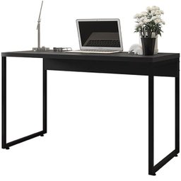 Kit para Escritório Mesa Soft F01 e Cadeira Economy com Prateleira Industrial Design Preto - Lyam - 4