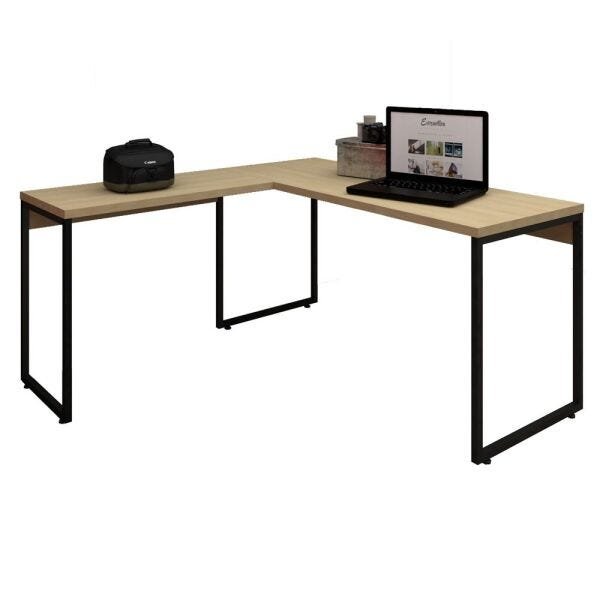 Kit Mesa Para Escritório Industrial em L Soft 150cm com Gaveteiro Work F01 Nature Fosco - Lyam - 4