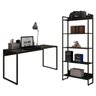 Kit Mesa para Escritório Home Office 150cm com Estante Industrial Soft F01 Preto Fosco - Lyam - 1