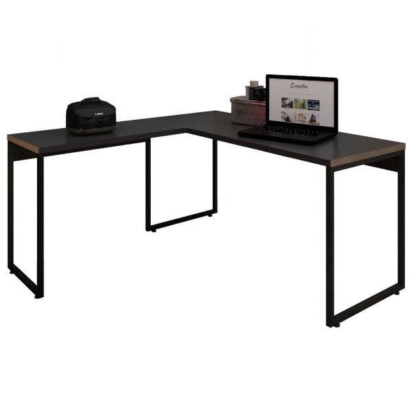 Kit 2 Mesas para Escritório e Home Office Industrial em L Soft 150cm F01 Preto Fosco - Lyam - 4