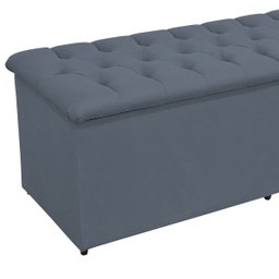 Calçadeira Baú Decorativa Amy L02 Capitonê Suede Cinza 160x50cm - Lyam Decor - 2