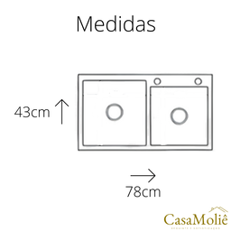 Cuba Dupla 78x48 Inox Escovado Quadrada C/ Acessórios - 6