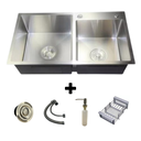 Ver imagem 1 de Cuba Dupla 78x48 Inox Escovado Quadrada C/ Acessórios