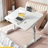 MESA NOTEBOOK DOBRAVEL SUPORTE ARTICULADO ALTURA AJUSTAVEL MESINHA ANTIDERRAPANTE COM GAVETA BRANCA - 1