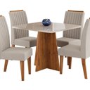 Ver imagem 2 de Conjunto para Sala de Jantar com 4 Cadeiras Absolut Yescasa Bege/Mel/Off White