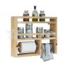 Porta Tempero Condimento Multiuso C Suporte P Papel Toalha e Prateleiras em Madeira Natural - 1