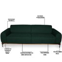 Ver imagem 3 de Sofá 2 Lugares para Sala de Estar Molino 1,50m D02 Linho Verde Musgo C-117 - Lyam Decor