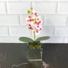 Arranjo de Orquídea Artificial Com Vaso de Vidro Espelhado:Branca com Rosa - 2